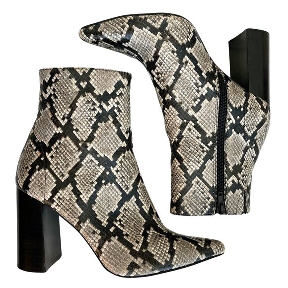 JEFFREY CAMPBELL Raven Leather Python Ankle Side Zip Boots - Picture 5 of 11